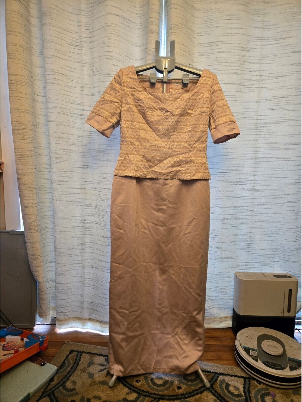 Marie St. Claire Pink Beaded 2 Piece Formal Dress Jacket Set Women's Size 14